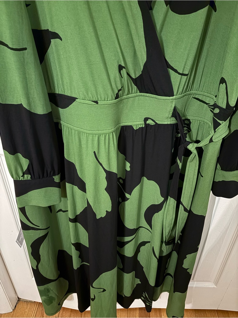 Lane Bryant Black and Green Floral Wrap Dress - Picture 4 of 9